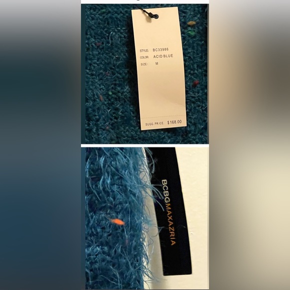 BCBGMAXAZRIA CARDIGAN CHUNKY CONFETTI KNIT SWEATER OPEN FRONT BLUE COLOR SIZE M - Picture 12 of 14
